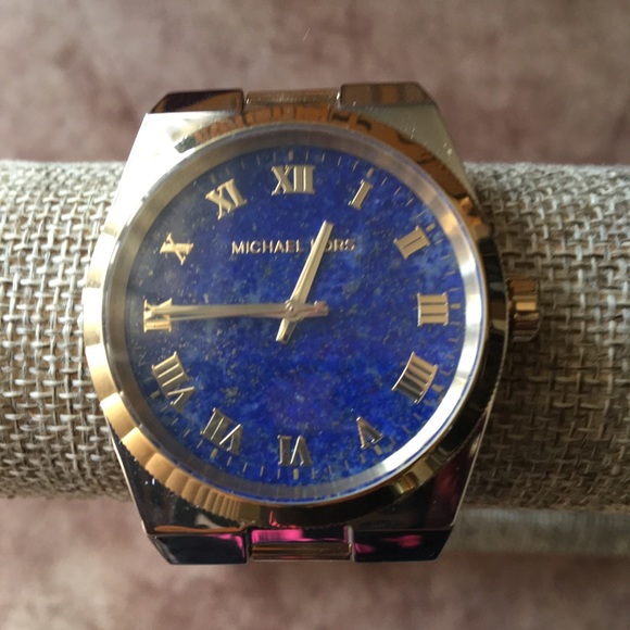 MICHAEL KORS BLUE ‘CHANNING’ PRE-LOVED AUTHENTIC GENUINE LAPIS FACE DESIGN WATCH - Picture 8 of 16